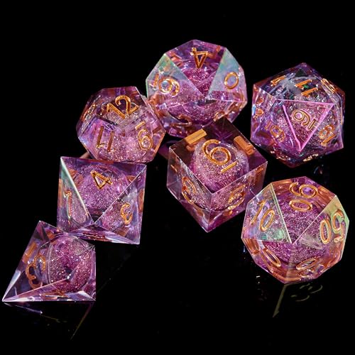 Handmade Sharp Edge 7 Piece Resin DND Dice Set