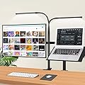 iZELL Desk Lamp, [2 LED Tube] Desk Lamps for Home Office with Clamp, Flexible Gooseneck LED Book Light, Easy Clip on Reading Lights for Bedrooms Beside Table Headboard College Dorm Bed Room - Black