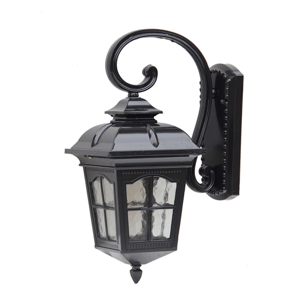 BLOOHK European Style Outdoor Wall Lantern, Die-cast Aluminum Exterior Waterproof Sconce for Villa, Garden & Porch, Classic Retro Courtyard Light Fixture(Black Color,H 54CM)