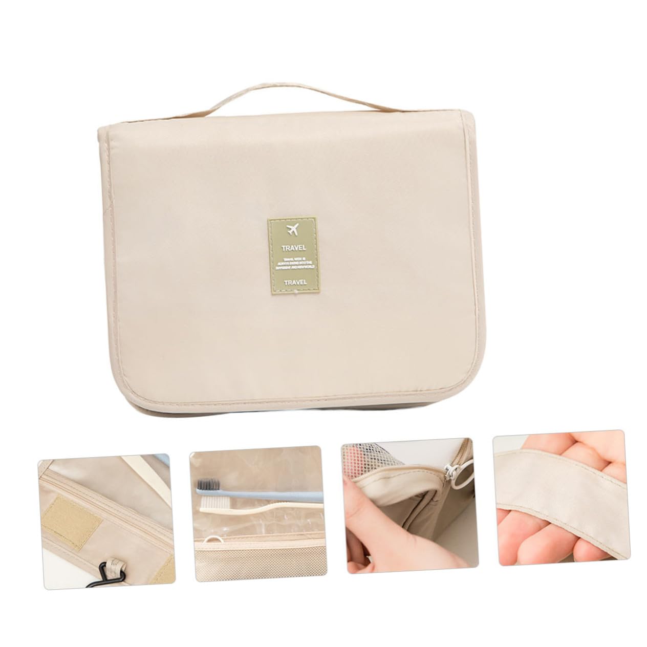Beavorty 3piezas Neceser De Maquillaje Colgante Multiusos Bolsa De Viaje para Cosméticos Beige Organizador De Baño y Accesorios De Tocador