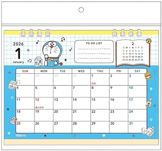 カレンダー 2026年 卓上 ドラえもん I'm Doraemon デスクリングカレンダー 令和八年 4904555065148