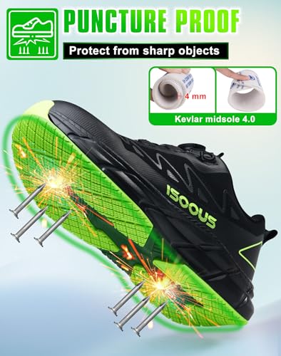 Image of ISOOUS Steel Toe Shoes for Men Women Non Slip Composite Work Sneakers Waterproof Anti-Static Anti-Impact Indestructible Comfortable Safety Construction Shoes Steel Toe Shoes Esd Puncture Proof Ergonomic Design