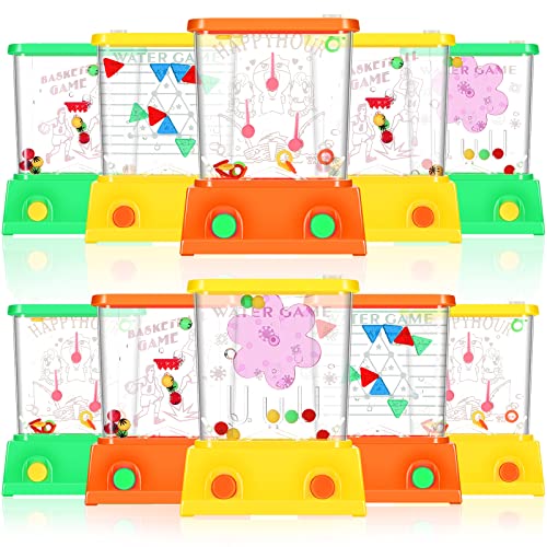 Sumind 10 Pcs Handheld Water Game for Kids Mini Water Ring Toss Basketball Hoop Toy 90s Retro Mini Games for Goodie Bag Birthday Return Gifts (Fresh Style,Colorful)