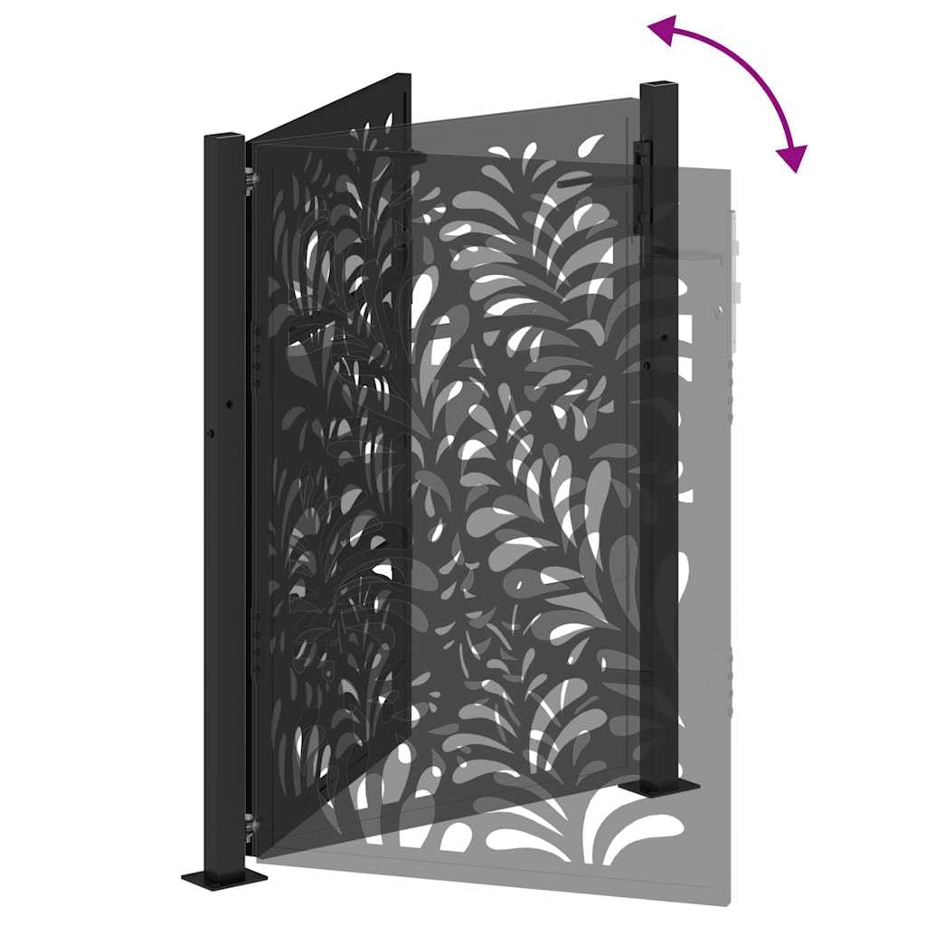 vidaXL Puerta de jardín diseño Ondulado de Acero Negro 100x125 cm, Puerta de Cerca, Puerta Exterior, Puerta de Metal, Puerta de Seguridad