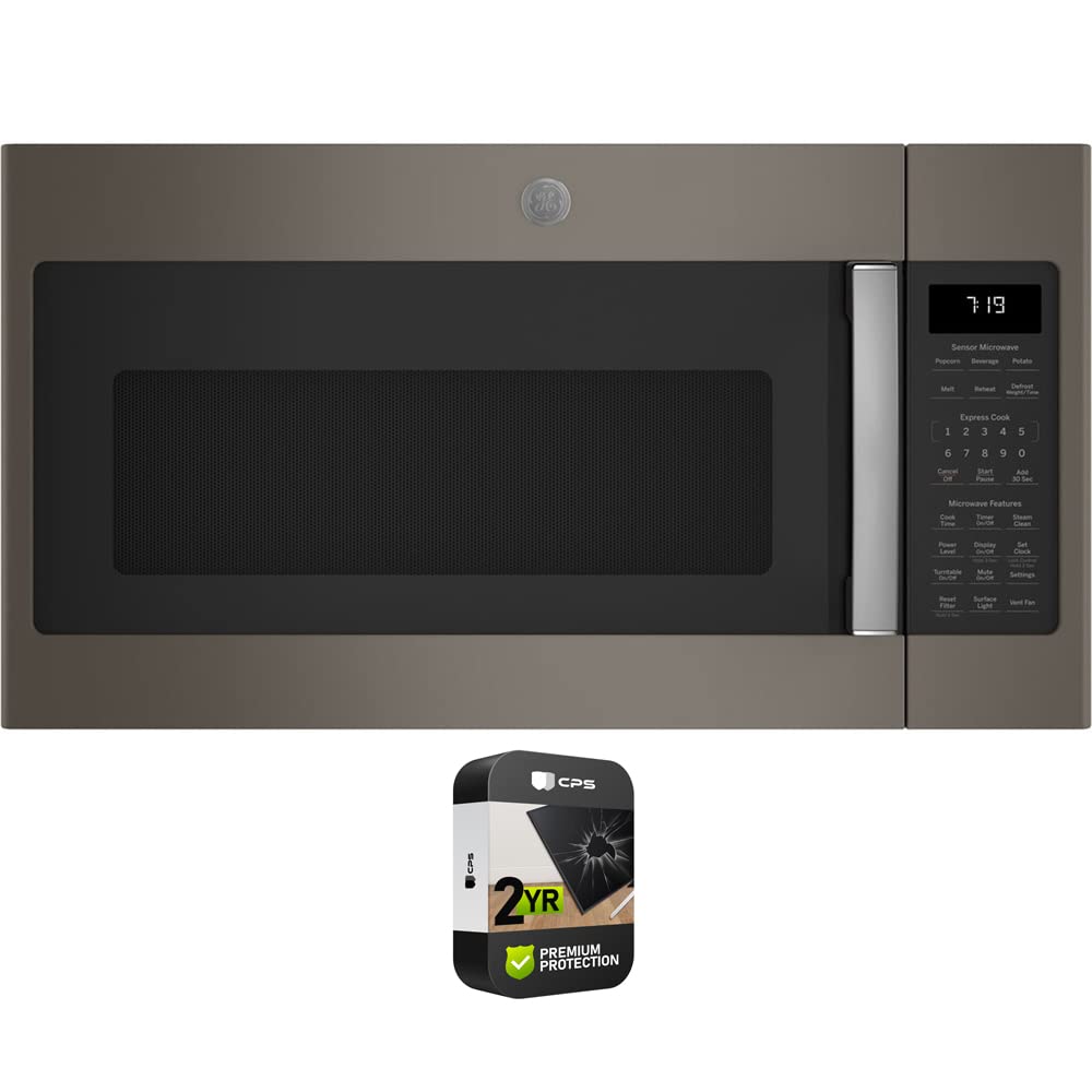 GE JVM7195EKES 1 9 Cu Ft Over-the-Range Sensor Microwave Oven Slate Bundle with Premium 2 YR CPS Enhanced