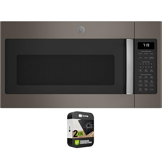GE JVM7195EKES 1.9 Cu. Ft. Over-the-Range Sensor Microwave Oven Slate Bundle with Premium 2 YR CPS Enhanced Protection Pack