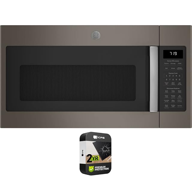 GE JVM7195EKES 1 9 Cu Ft Over-the-Range Sensor Microwave Oven Slate Bundle with Premium 2 YR CPS Enhanced