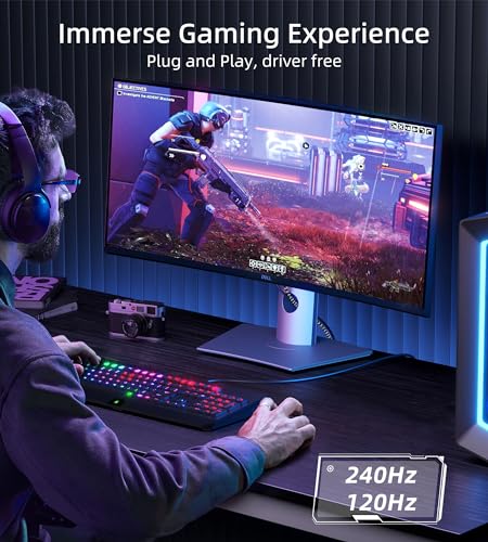 Cabo USB C para DisplayPort 1.4 de 1,8 m, [8K a 60Hz. 4k@144Hz 120Hz 60Hz, 2K@240Hz], cabo USB-C par