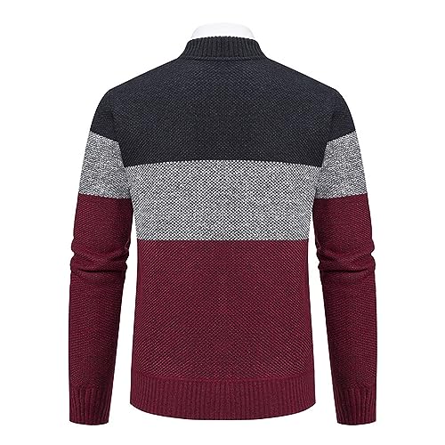 Men's Casual Cardigan Sweater Full-Zip Stand Collar Cardigans Cable Knit Sweater Cardigan Slim Fit Sweater Outwear4