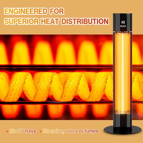 Image of Portable Outdoot Electric Heater, Infrared Patio Heater for Outdoor /Indoor Use, garage heater electric, 1500W, BLACK