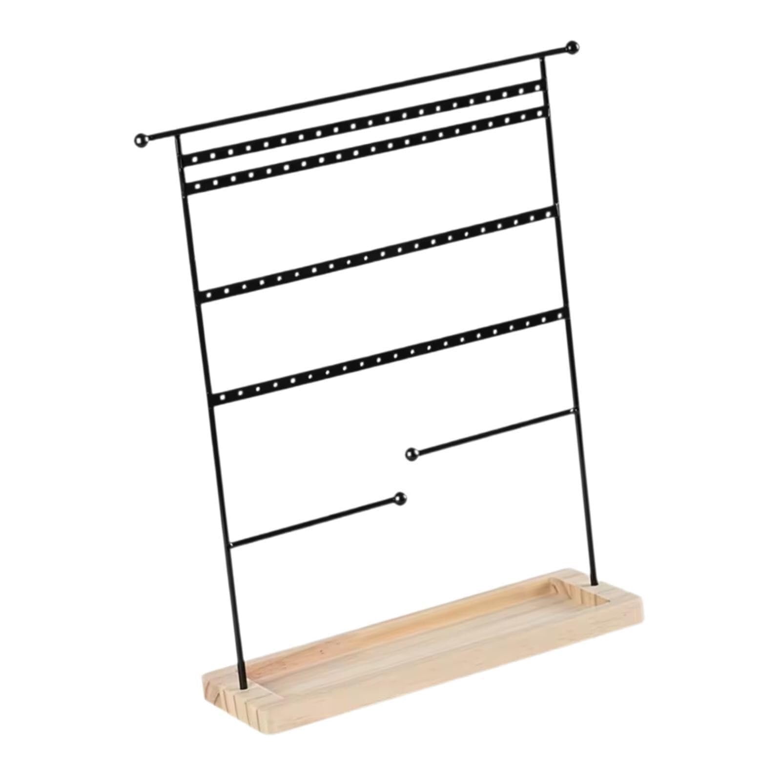 CVdrtyED Vanity Jewellery Stand Display Jewelry Display Stand Storage Rack Wooden Tray Countertop Earring Photography Props(Black)