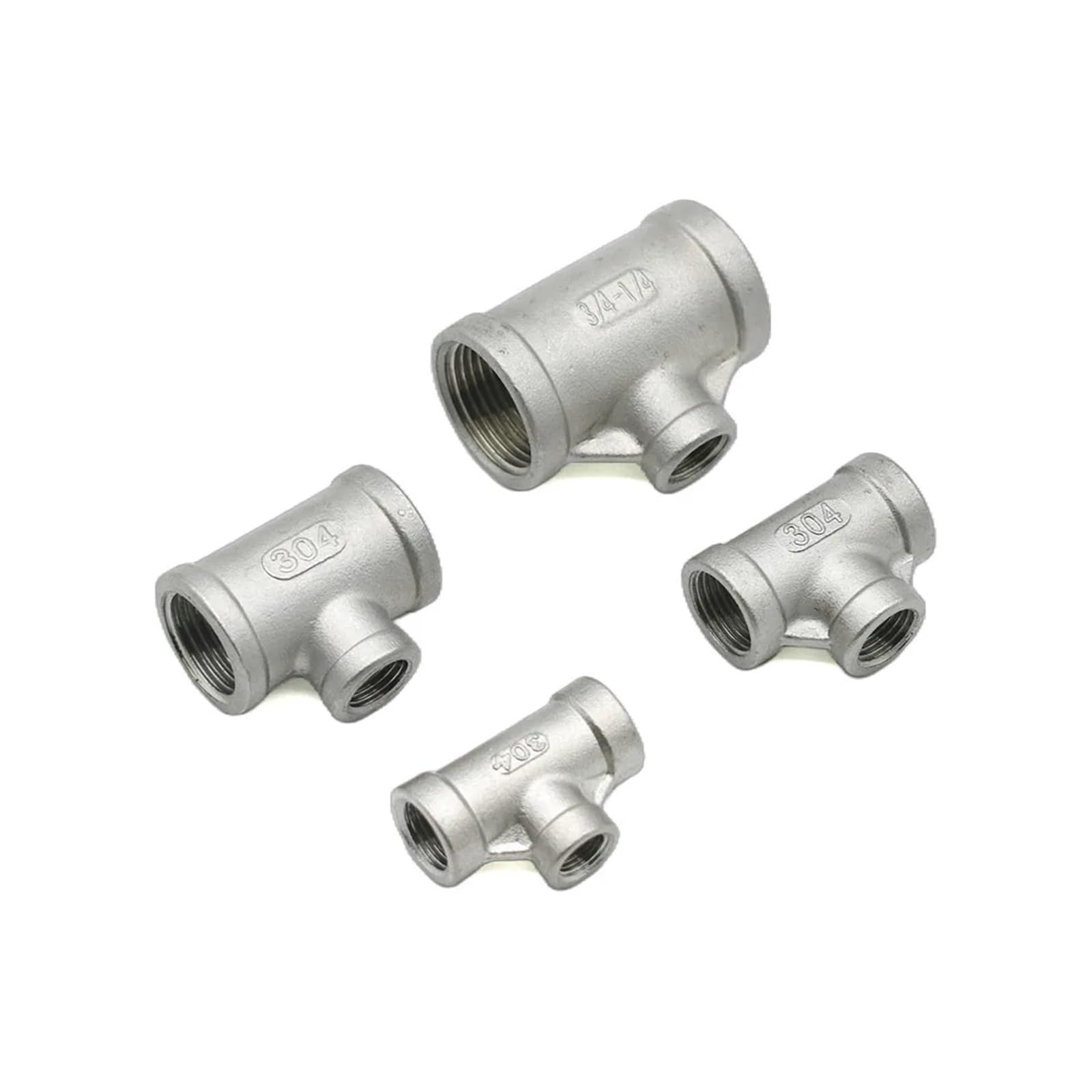 Raccord de réduction en T femelle inox 304 pour réseau eau et gaz de 1/2 à 3/4 pouce