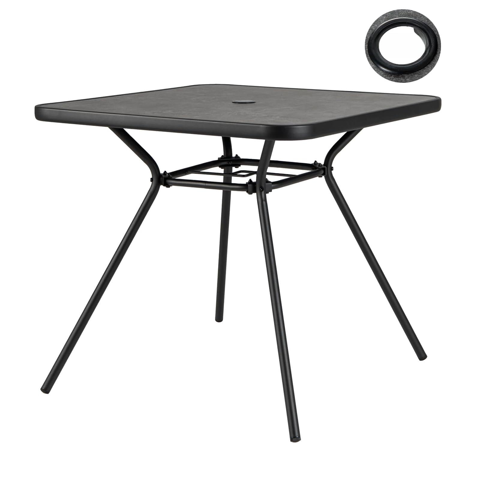 RELAX4LIFE Tavolo da Giardino 80x80x73cm SPC Metallo Foro Ombrellone φ4cm Portata 100KG