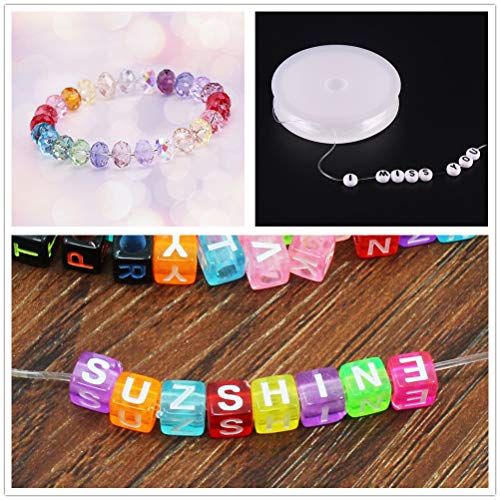Image of Amaney 0.5mm and 0.8mm Elastic String, Stretchy Bracelet String Crystal String Bead Cord for Bracelet, Beading and Jewelry Making White