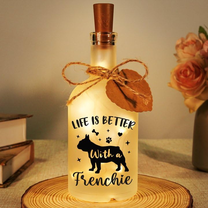 Sayregifty French Bulldog Gifts for Women - LED Bottle Night Light
