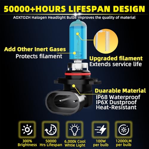 Image of HeadLight Bulbs Fit for 2018-2020 Ford EcoSport,9005 H11 High Low Beam Light Bulbs,Halogen HeadLights,300% Brightness,Plug and Play,6000K White,4 Pcs