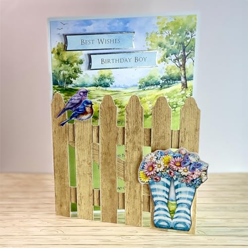 Kit para hacer tarjetas Katy Sue Designs con diseño de valla de piquete y decoupage 5