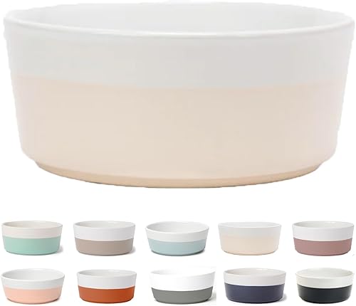 Miniatura 11 de Waggo Dipper - Cuenco de cerámica para perros para razas pequeñas y grandes, pesado y duradero, plato de agua y comida para mascotas, apto para Gris