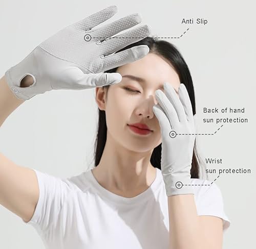 Dudwocy Women Uv Sun Protection Gloves For Men Full Finger Driving Gloves Non-Slip Touchscreen For Golf Driving Riding Fishing Hiking Camping (Grey) #TOP2