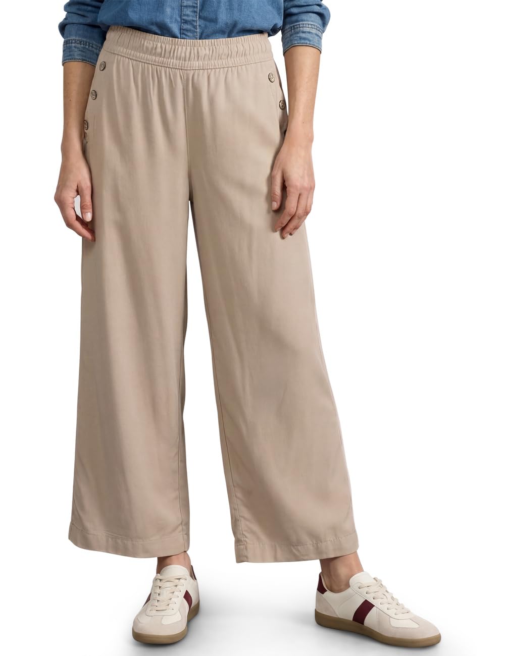 Street One High Waist Wide Leg Trousers in Loose Fit Sepia Sand 38
