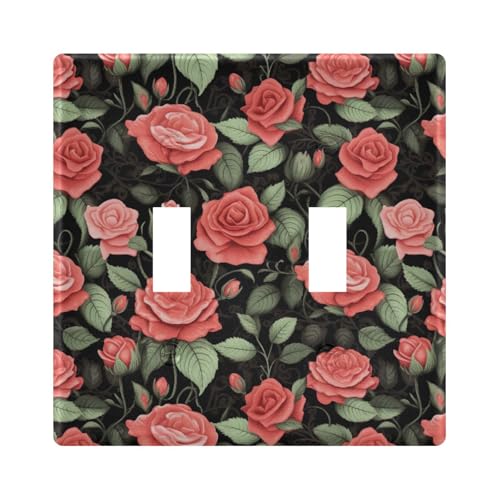 UMIRIKO Red Rose Light Switch Cover Plate Covers Decorative Double Toggle Home Decor 202a8713