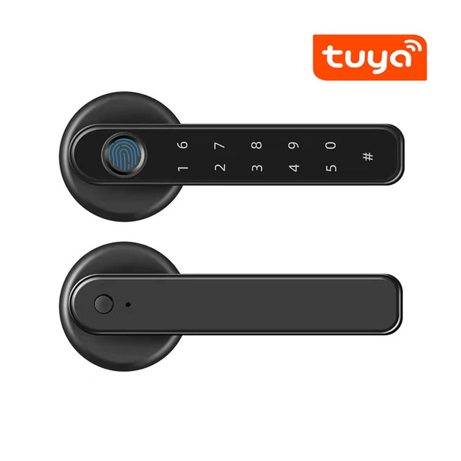 Serratura Smart, Tuya APP Remote Control Smart Fingerprint Password Lock Biometria elettrica Numero di codice Serratura a scrocco singolo con chiave ,Smart Lock Facile da Installare(Silver Tuya gatewa