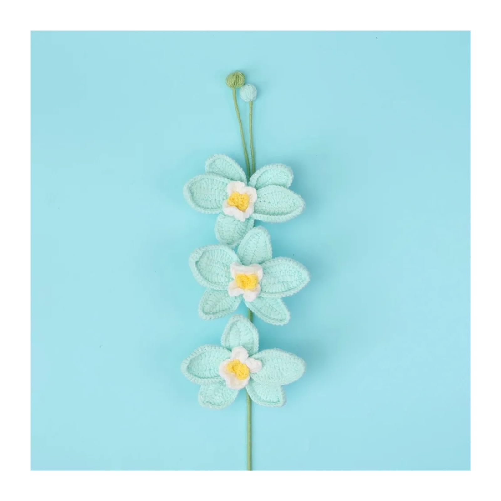 PawUniscript 2pcs Lovely Phalaenopsis Crochet Bouquet - Cute Knitting Flower For Wedding, Home Decor & Gift(Color4)