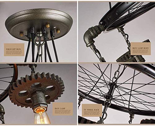 Lustre araignée E27 5 lumières en métal pour loft rétro - 6