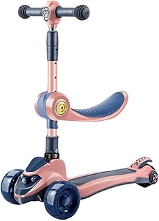 ZZL Stunt Scooters Scooter for Kids 3 Wheel Kick Scooter Adjustable Height Scooter for Kids with Foldable and Removable Seat for Boys Girls Kickboard (Color : Pink)