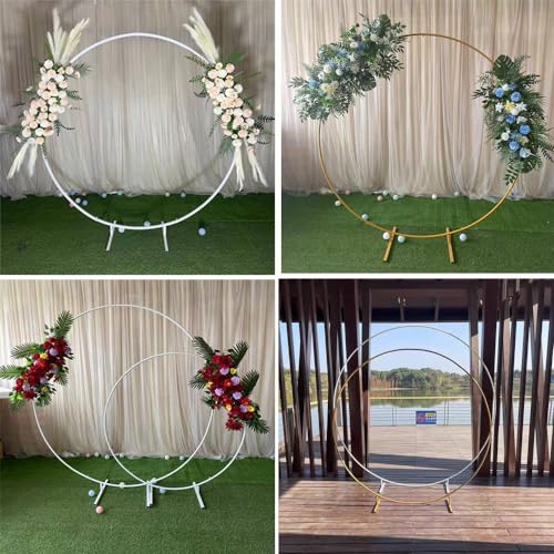 Decoración de arco de globos con soporte de metal redondo para jardín 7