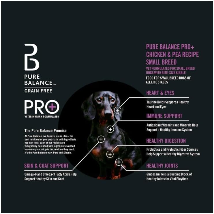 Pure Balance Pro+ Small Breed Dog Food, Chicken & Pea Recipe, Natural Dry Dog Food Kibble for Puppies and Adult Small Dogs, High Protein Healthy Dog Food, 8 Lbs ~ (1 Pack)