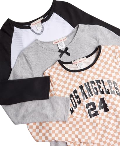 Image of that's my girl Girls Long Sleeve Shirts - 3 Pack Graphic Crewneck Girl Tops Long Sleeve Shirts for Girls: Made in USA (7-12)
