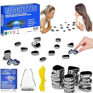 Xurise Magnetisches Schachspiel mit Steinen, spannendes Mehrspieler-Brettspiel für Kinder und Erwachsene, 2024 Neues magnetisches Schachspiel-Set mit Steinen