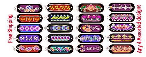 ORAMSA Ready to use plastic 4 Assorted Oval Shape Draw Border Design ...