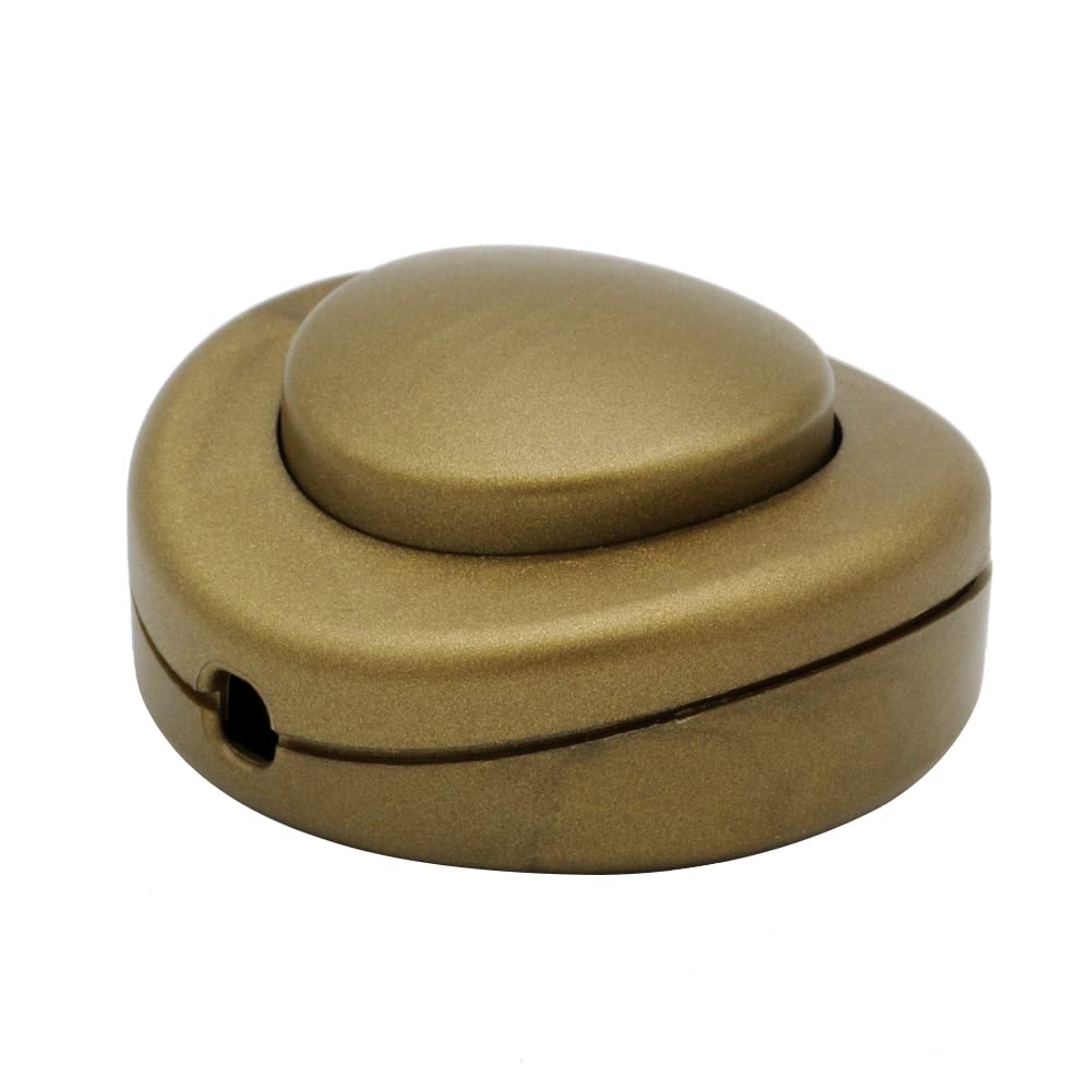 Inline Foot Switch 2A, Gold Foot-Pedal Lamp Switch with Push Step-on Button for Lamp On/Off Control