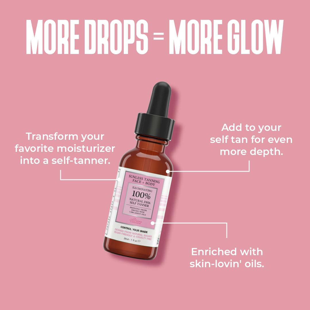 Self Tanner Drops for Face Tanner - Sunless Tan, Body and Face Self Tanning Drops - Body & Face Self Tanner Drops for a Natural Looking Self Tan