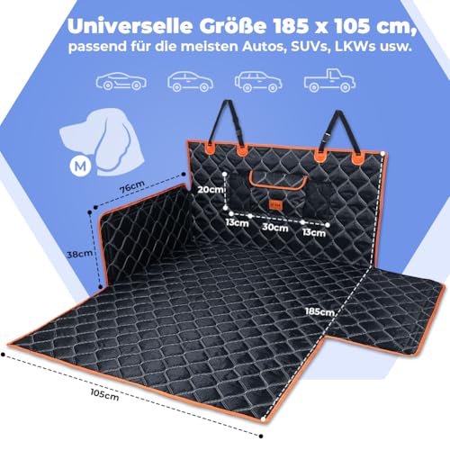 KYG Kofferraumschutz Hund Gesteppte Hundedecke & Schutzmatte mit Seiten- und Ladekantenschutz, Wasserdicht, Kratzfest, Universell für Auto-Kofferraum Pflegeleicht