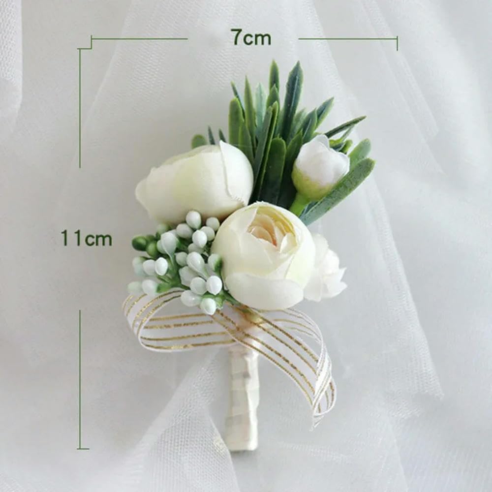 6/10 Pezzi Boutonnieres Fiori Rose Artificiali Corsage Occhiello Groomsmen Boutonniere per Uomo Accessori da Sposa