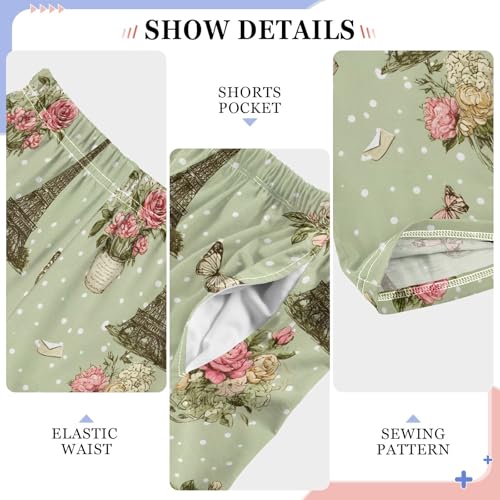 Pajama Pants Lounge Sleep PJ Bottoms Sleepwear Elastic Waist Drawstring S Flower and Butterfly4