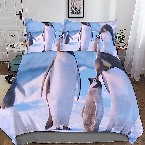 Parure de lit pingouin double en microfibre de qualité supérieure avec impression 3D - 2