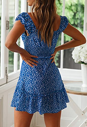YOBECHO Womens Summer Sexy Sweetheart Collar Printed Ruffle Mini Dress3
