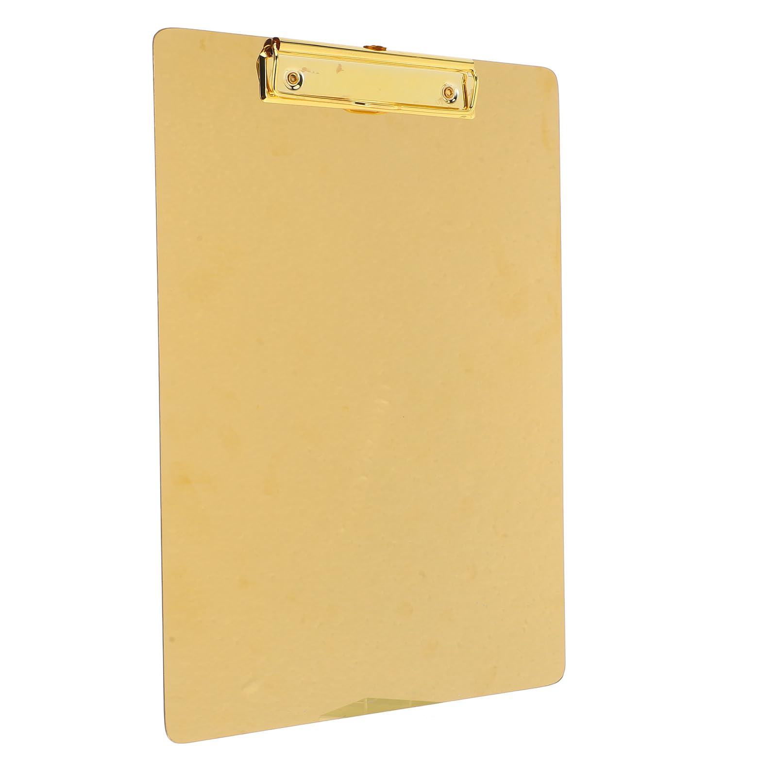 Portablocco A4 in Acciaio Inossidabile Oro Pinza Portadocumenti Portatile per Ufficio e Casa Angoli Arrotondati per Studenti e Insegnanti