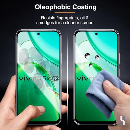 Image of Tempered Glass for Vivo T5x and iQOO Z11x (6.76 Inch) Military Grade 9H Screen Guard, Anti-Scratch, Shatterproof, Edge to Edge Full Coverage - Black Border