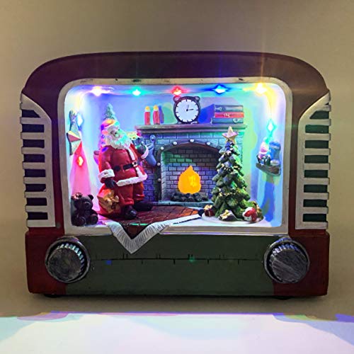 Allgala Crafted Polyresin Christmas House Collectable Décor Building House Figurine With Usb And Battery Dual Power Source-Old Tv And Santa-Xh93409 … #TOP2