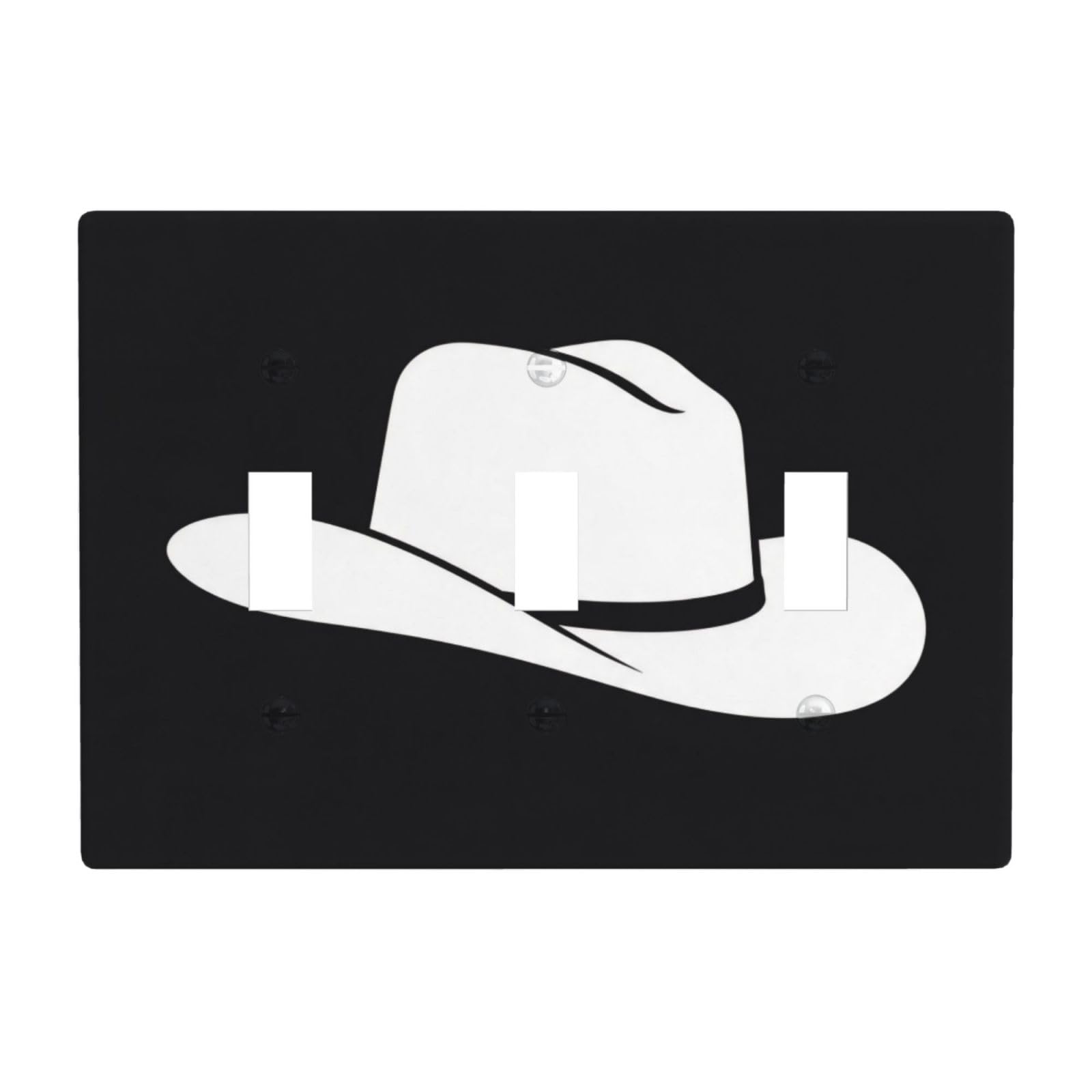 Cowboy Hat Silhouette 3 Gang Switch Plate Cover-Unbreakable Polycarbonate Wall Plate, Heat Resistant Toggle Switch Decor for Home
