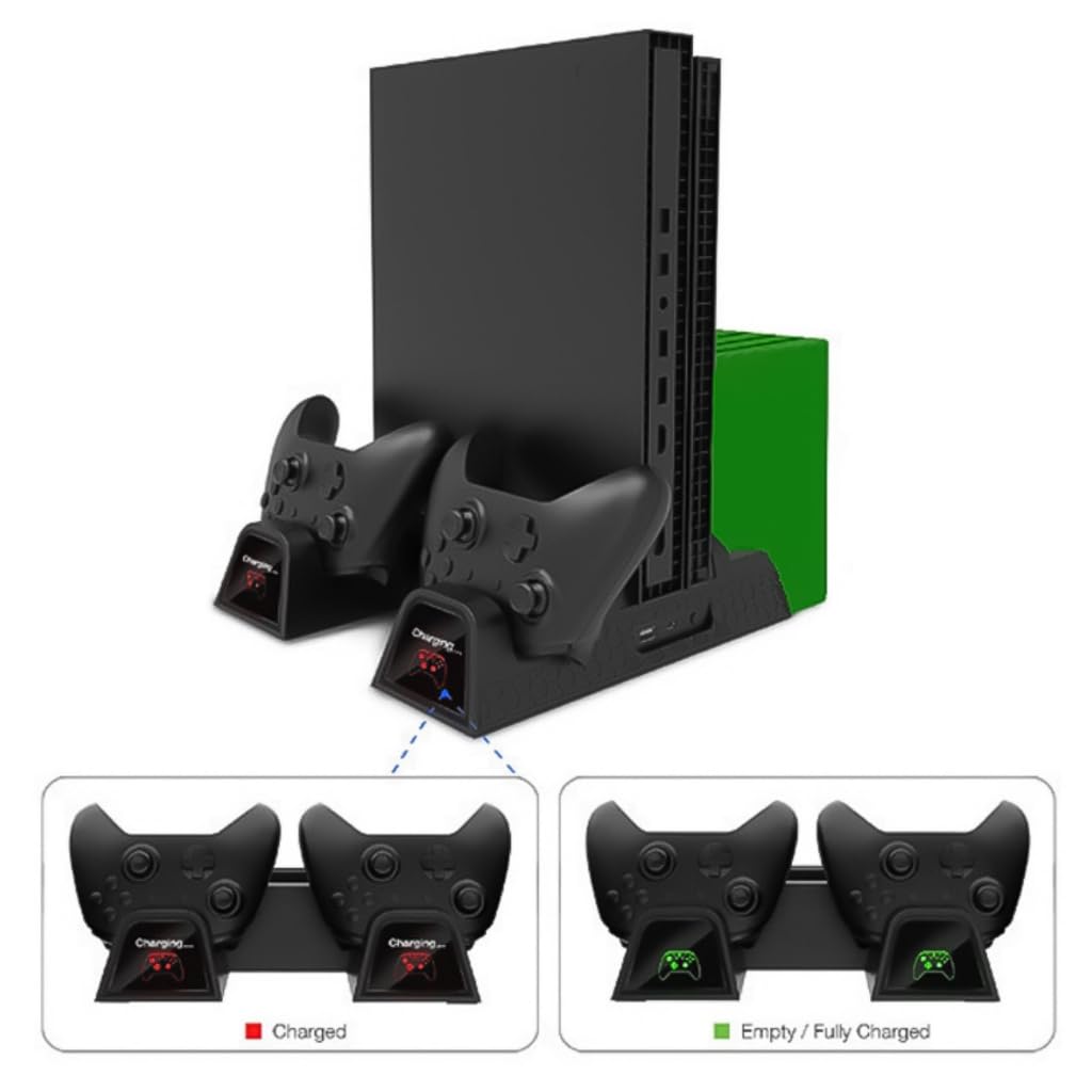 Ladeständer, Kühlventilator-Basis für X1X/X1S Game-Controller, Doppel-Docking-Ständer, eingebauter Spiel-Disc-Speicher