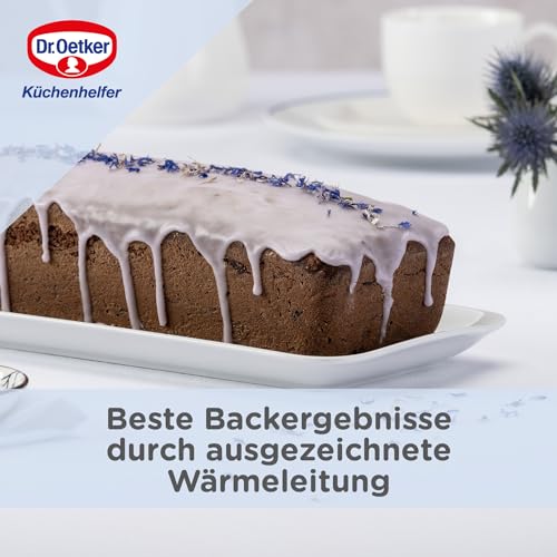 Foto von Dr. Oetker Kasten-/Brotback-/Kuchenform, 30 cm Back- Liebe Emaille, robuste, mit schnitt- und kratzfester Emaille-Versiegelung, für saftige Kuchen und deftige Brote, Menge: 1 Stück, Farbe: blau