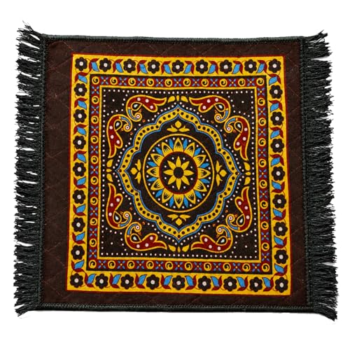 Image of BENAVJI Traditional Floral Printed Carpet Rug for Living Room | Soft Floor Mat with Decorative Tassel Border | Anti-Skid Multipurpose Area Rug for Bedroom, Hall & Home Decor Pack of 1