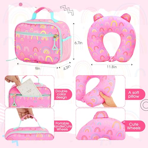 Redbaker 6 Pcs Kids Luggage Set, 17 Inch, Pink Rainbow by Redbaker - Used condition - Image 4