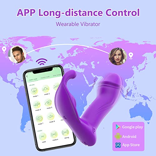 Axfly Wearable Wiggling G Spot Sex Toys Butterfly Vibrator With 10 Vibrating & 3 Wiggling Modes,App & Remote Control Rechargeable Dildo Clitoral Stimulation Butterfly Vibrator For Couples Purple #TOP2